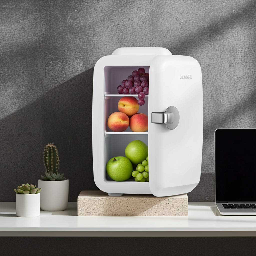 4L Mini Fridge Portable Cooler & Warmer – 6 Can Personal Refrigerator for Skincare, Cosmetics, Drinks, Food | Bedroom, Office, Car & Dorm Use (White)