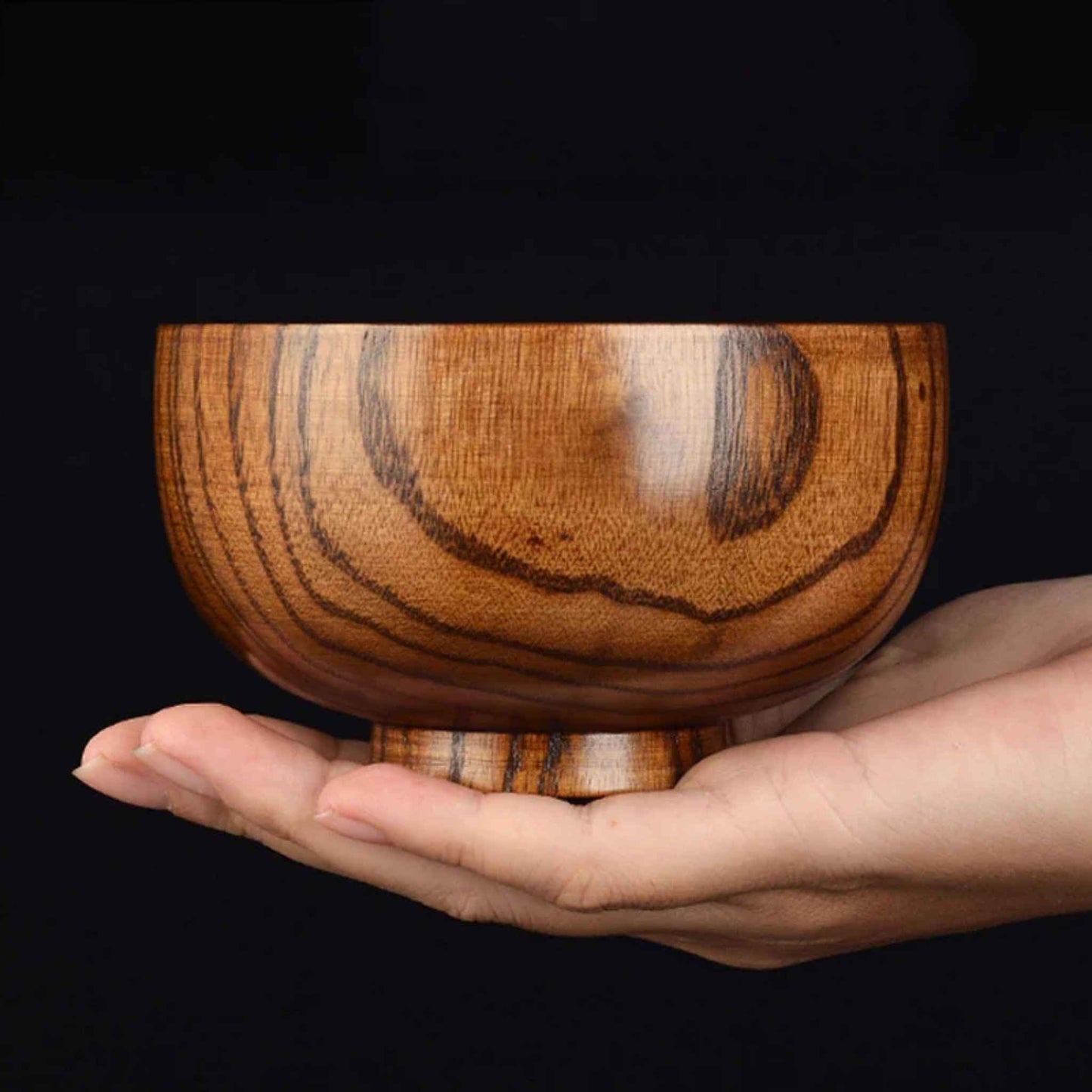 Japanese Wooden Bowl – Natural Solid Wood Rice, Soup & Salad Bowl (3 Sizes)