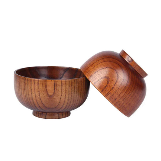 Japanese Wooden Bowl – Natural Solid Wood Rice, Soup & Salad Bowl (3 Sizes)