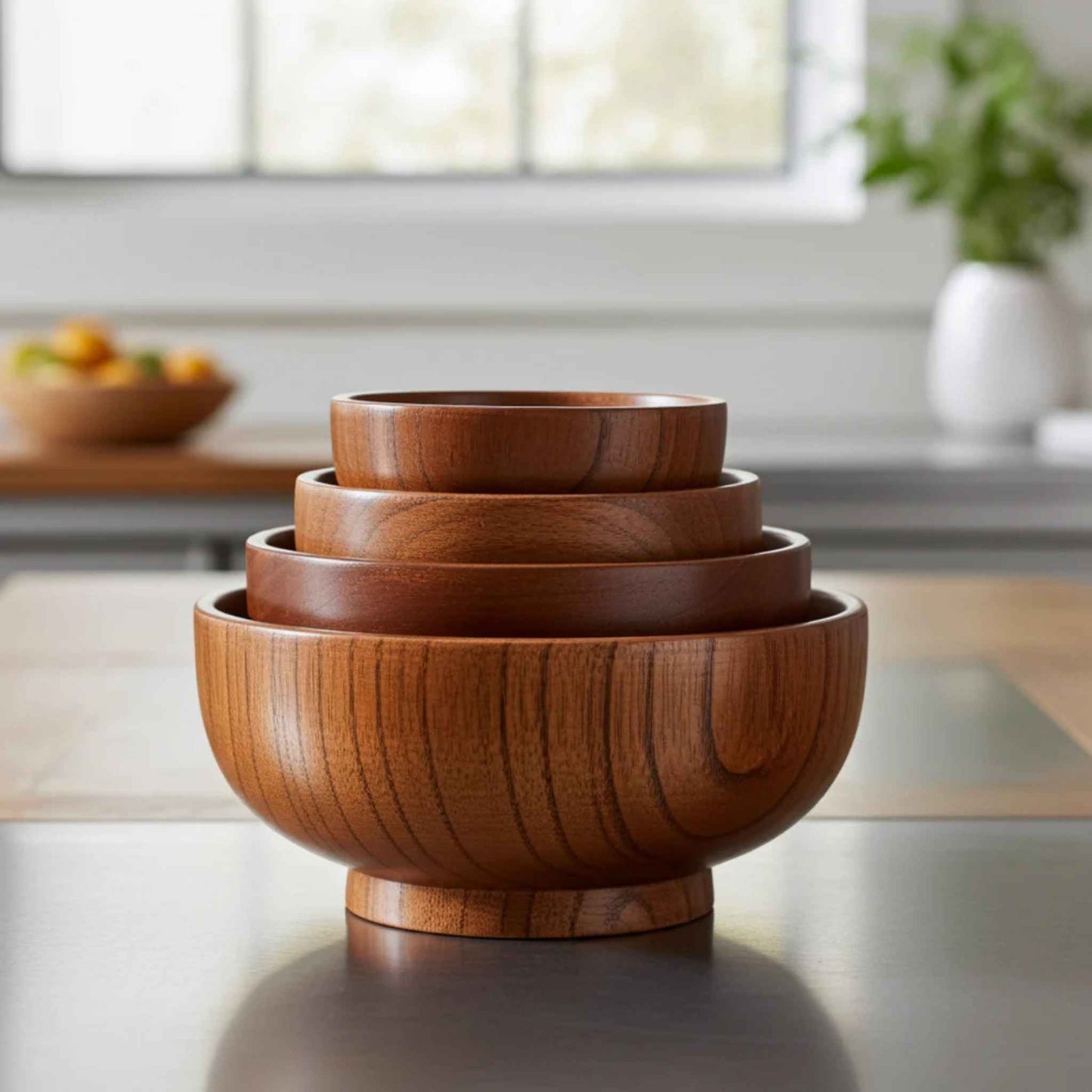 Japanese Wooden Bowl – Natural Solid Wood Rice, Soup & Salad Bowl (3 Sizes)