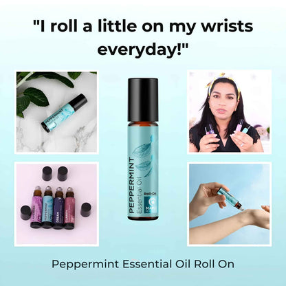 Peppermint Essential Oil Roll-On – Natural Headache Relief Aromatherapy Stick for Focus, Travel & Stress Support (0.33 fl oz)