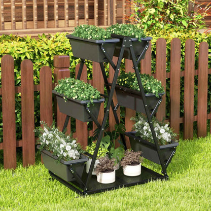 3-Tier Vertical Raised Garden Bed with Wheels – 6 Removable Planter Boxes & Storage Shelf