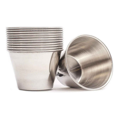 4oz Stainless Steel Ramekin Set – Commercial Grade Dipping Sauce Cups, Condiment & Au Jus Portion Cups (12 Pack)
