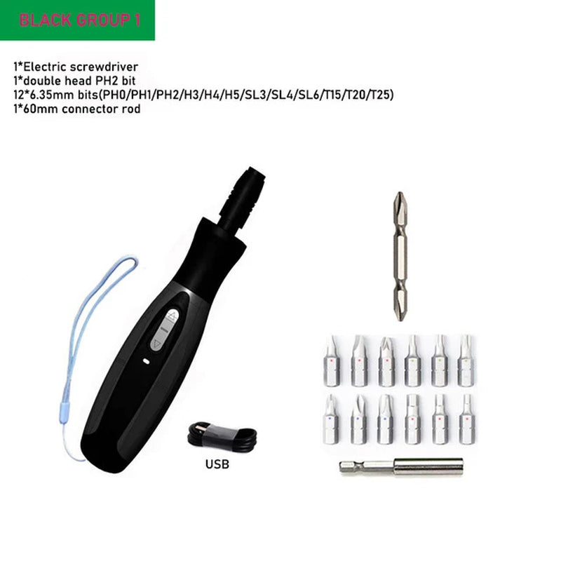 Electric Screwdriver Cordless 2000Mah Rechargeable Battery Power Tools Set Manual and Automatic Integrated LED Repair Tools