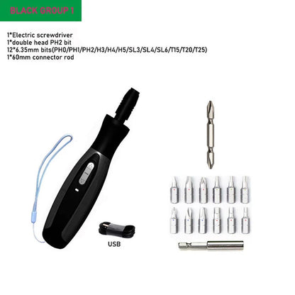 Electric Screwdriver Cordless 2000Mah Rechargeable Battery Power Tools Set Manual and Automatic Integrated LED Repair Tools
