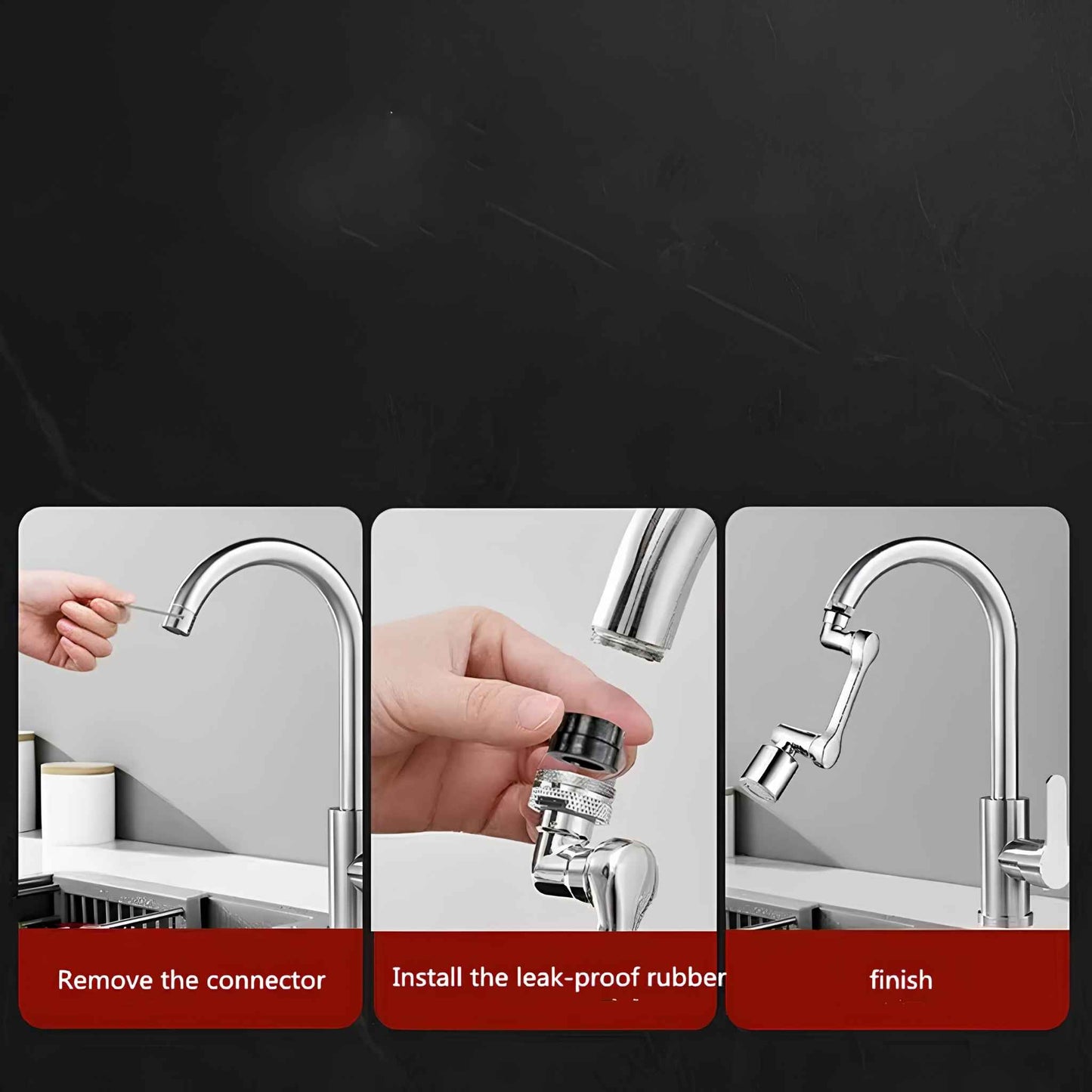 AquaTwist™ 1080° Rotating Faucet Sprayer – Universal Metal Tap Extender with Dual Mode Aerator – 22/24mm Kitchen Sink Adapter