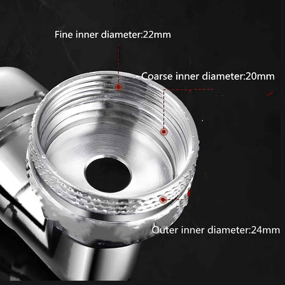 AquaTwist™ 1080° Rotating Faucet Sprayer – Universal Metal Tap Extender with Dual Mode Aerator – 22/24mm Kitchen Sink Adapter