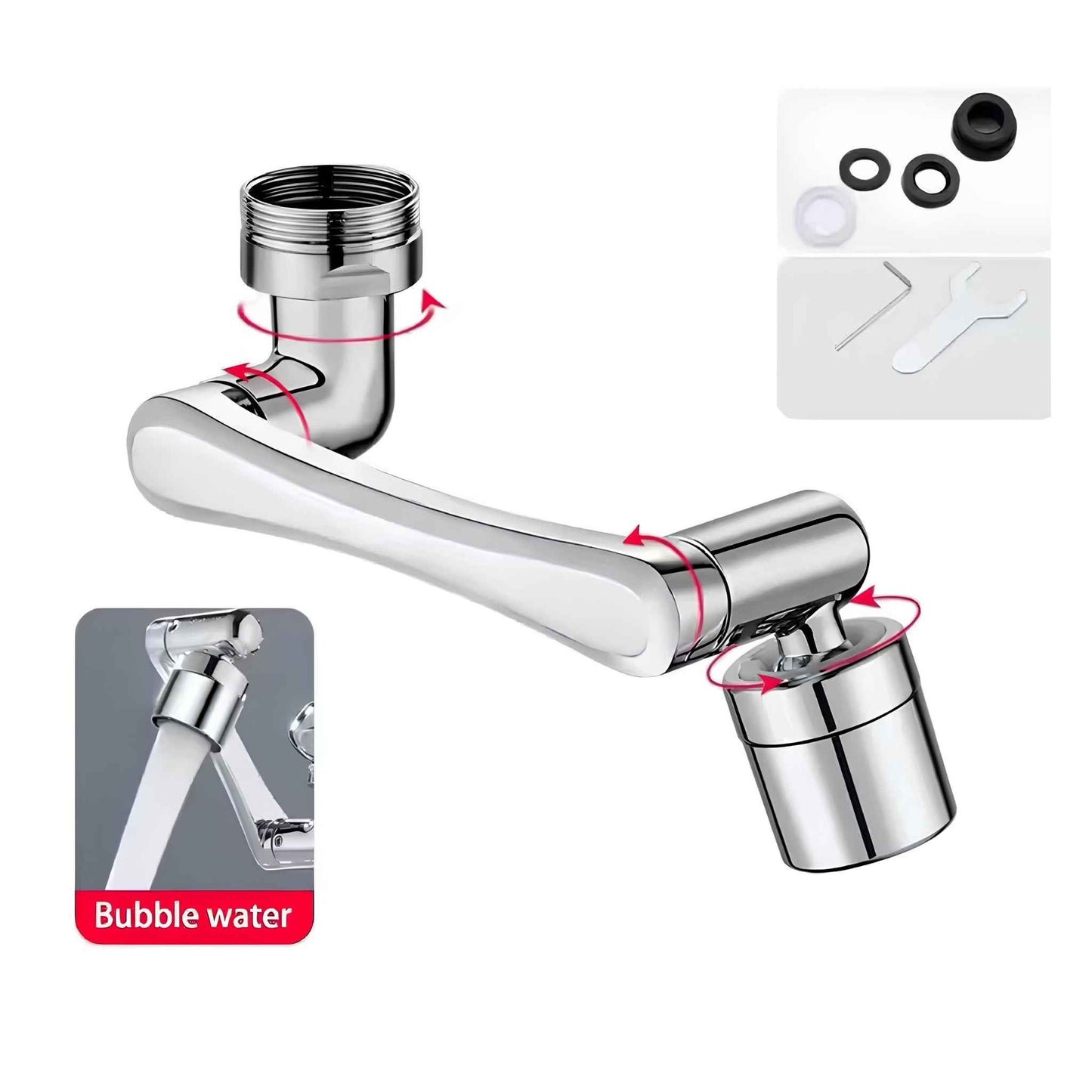AquaTwist™ 1080° Rotating Faucet Sprayer – Universal Metal Tap Extender with Dual Mode Aerator – 22/24mm Kitchen Sink Adapter