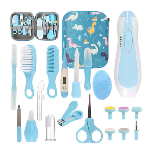20-Piece Baby Healthcare & Grooming Kit – Electric Nail Trimmer, Nursery Care Set with Travel Case (Blue)