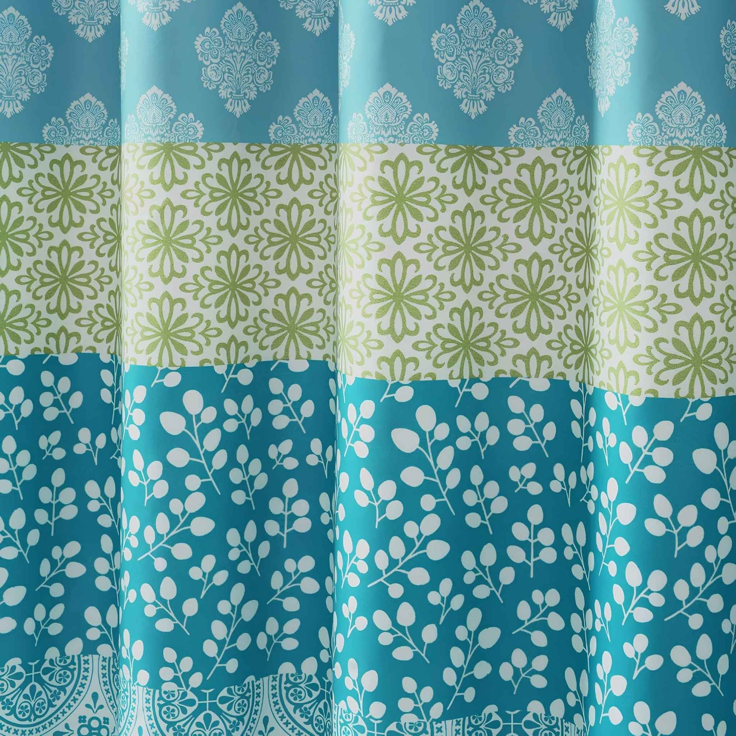 Bohemian Stripe Shower Curtain 72" x 72" – Blue & Green Fabric Boho Bathroom Curtain