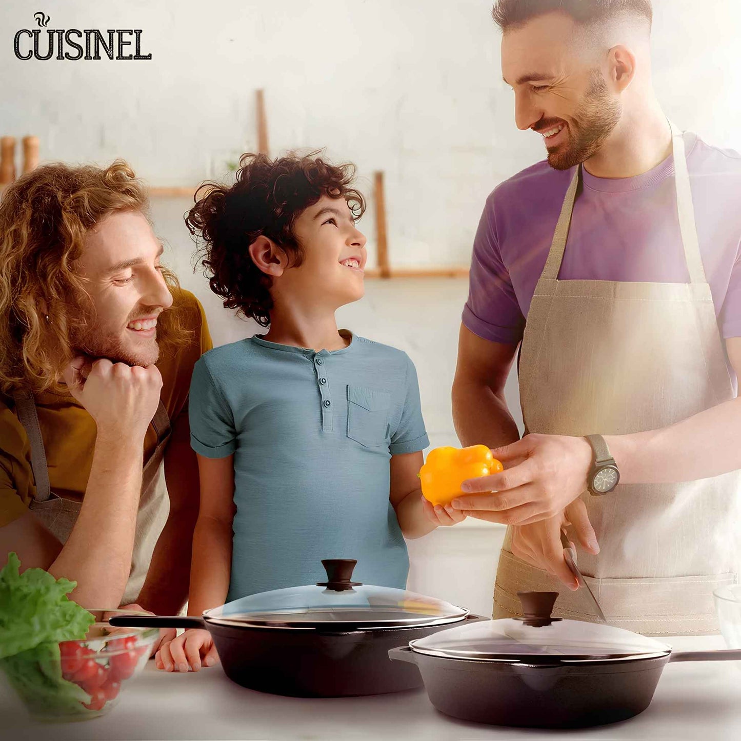 Cast Iron Skillet Set 10” + 12” – Pre-Seasoned Frying Pans with Glass Lids & Silicone Handle Covers – Oven, Grill, Stovetop, Induction & Firepit Safe Cookware