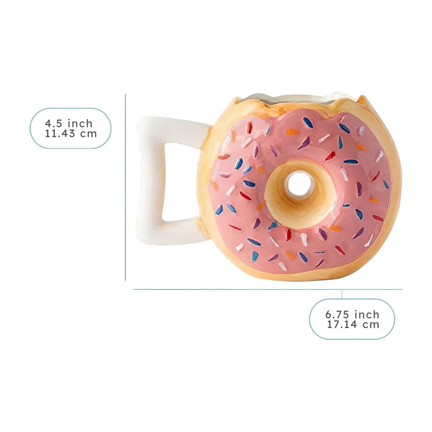Ceramic Donut Coffee Mug 14oz – Funny Pink Doughnut Design with Sprinkles – Novelty Coffee Cup for Tea, Coffee & Hot Chocolate – Gift Mug