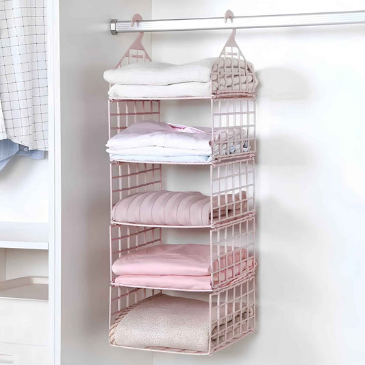ClosetMax™ Foldable Hanging Closet Organizer – Multi-Tier Wardrobe Storage for Clothes, Sweaters, Coats & Towels