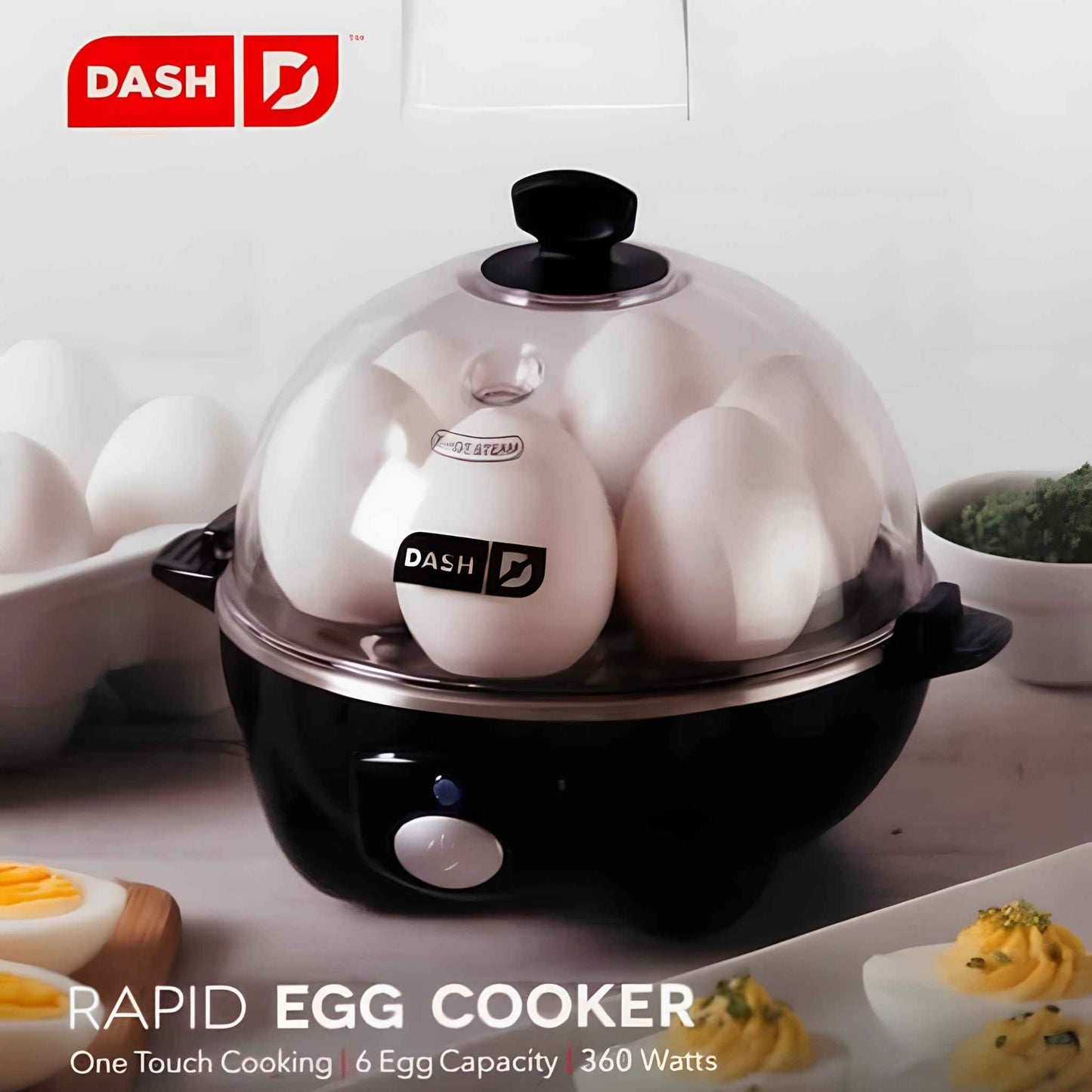 Dash Rapid Egg Cooker 6-Egg Capacity Electric Egg Boiler – Hard Boiled, Poached, Scrambled & Omelet Maker | Black (DEC005BK)