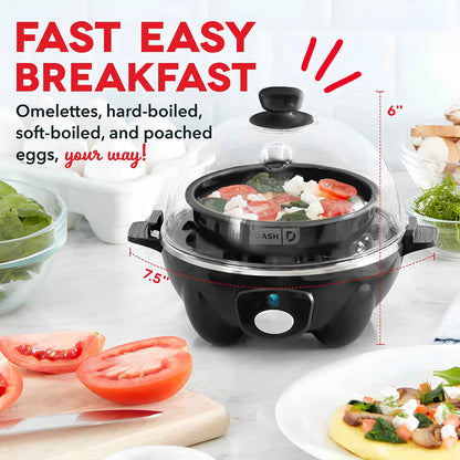 Dash Rapid Egg Cooker 6-Egg Capacity Electric Egg Boiler – Hard Boiled, Poached, Scrambled & Omelet Maker | Black (DEC005BK)