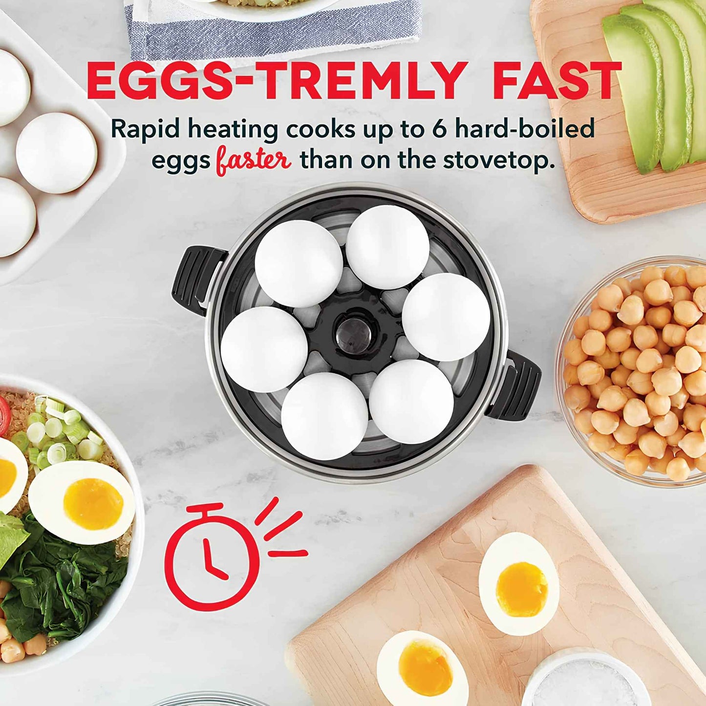 Dash Rapid Egg Cooker 6-Egg Capacity Electric Egg Boiler – Hard Boiled, Poached, Scrambled & Omelet Maker | Black (DEC005BK)