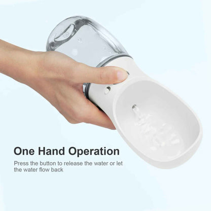 Portable Dog Water Bottle – Leak-Proof Travel Water Dispenser with One-Key Water Release, 12oz (Milk White)