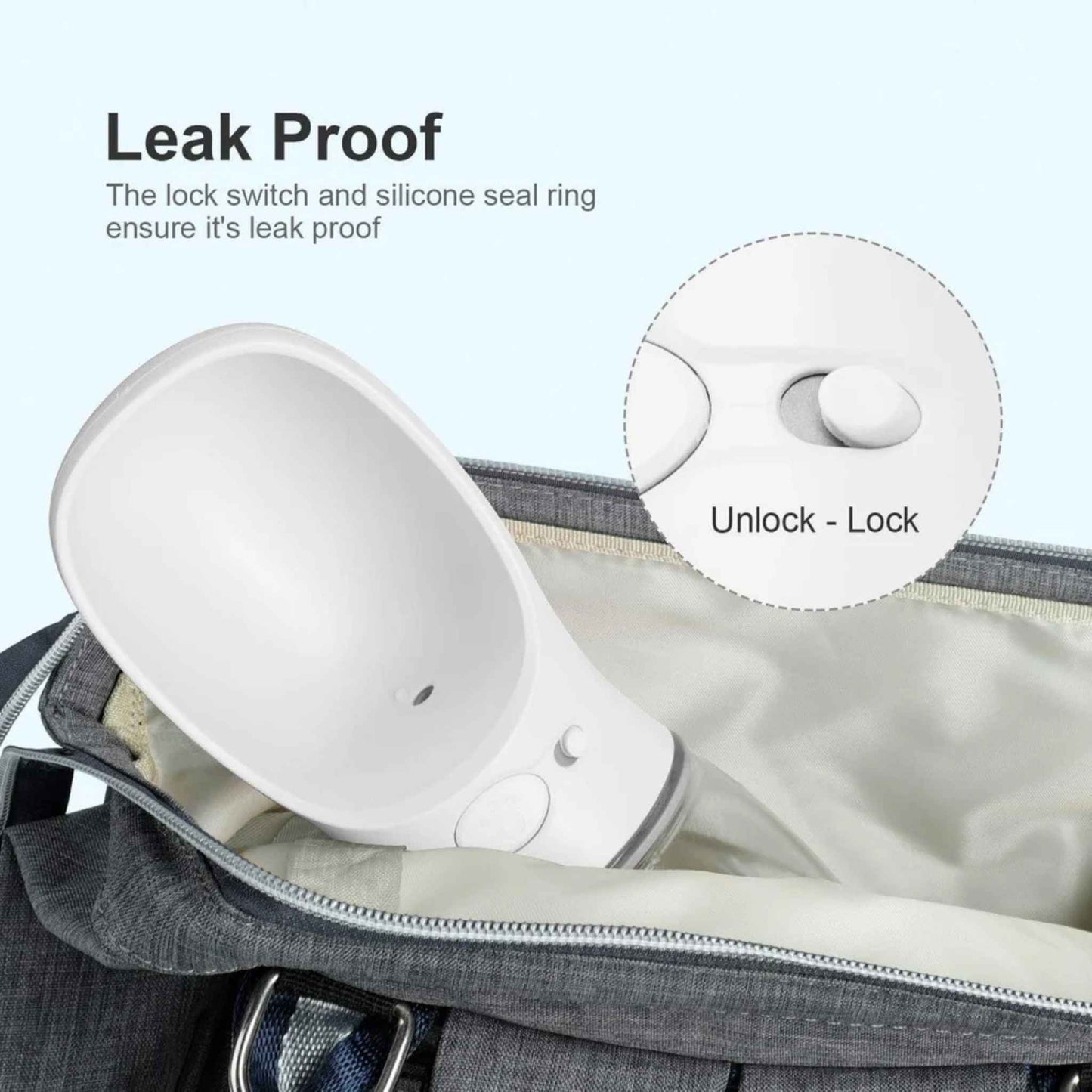 Portable Dog Water Bottle – Leak-Proof Travel Water Dispenser with One-Key Water Release, 12oz (Milk White)