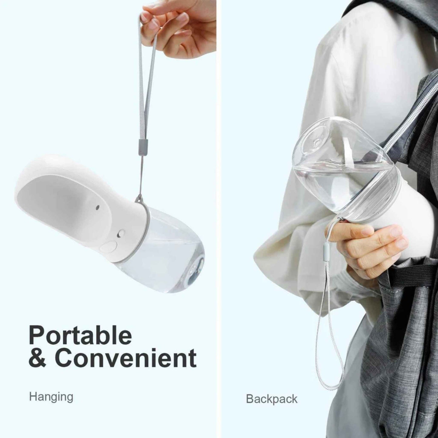 Portable Dog Water Bottle – Leak-Proof Travel Water Dispenser with One-Key Water Release, 12oz (Milk White)