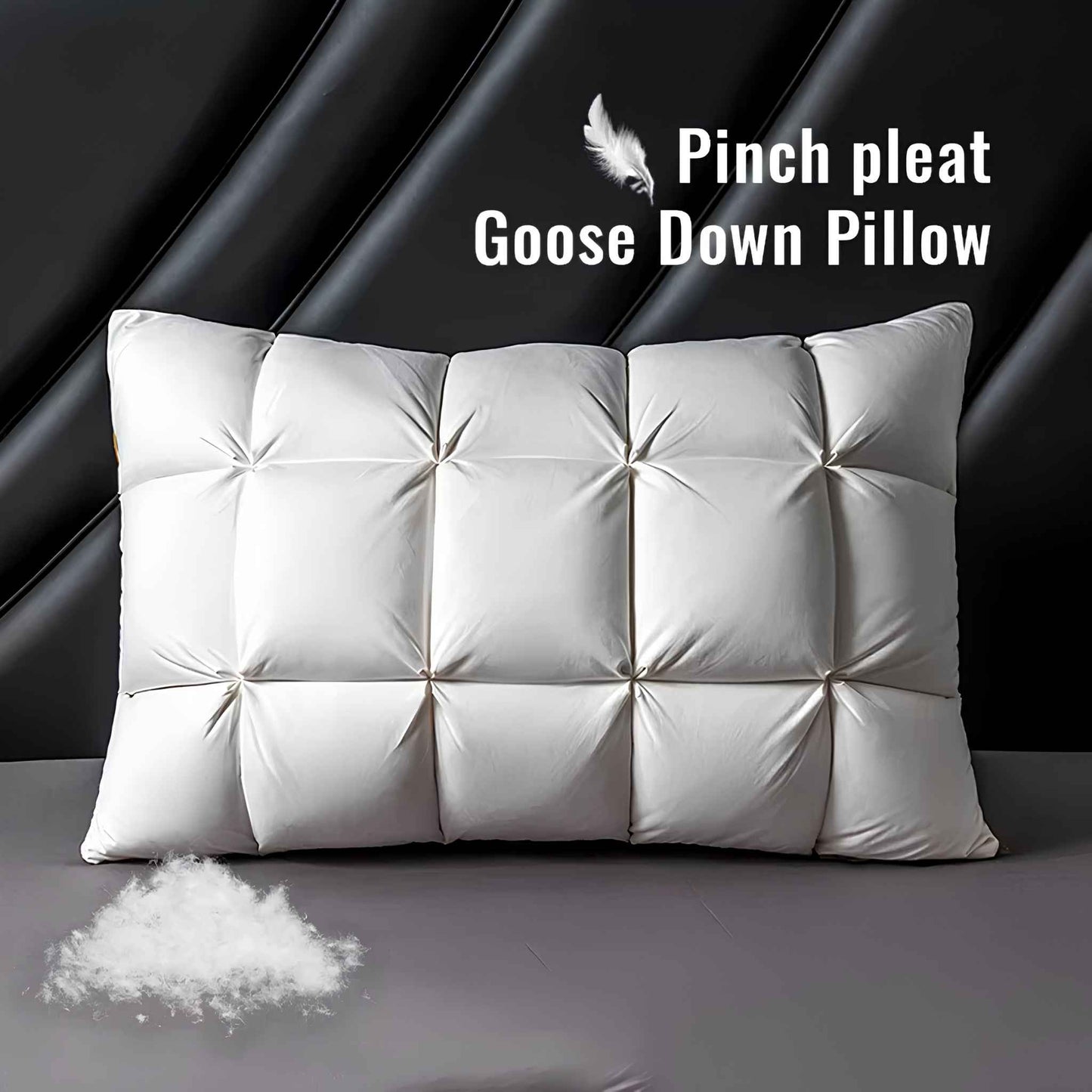 DreamNest™ Luxury Goose Down Feather Pillow – Pinch Pleat Hotel-Style Pillow with Neck Support (Standard, Queen & King Sizes)