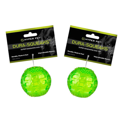 Hyper Pet DuraSqueak Floating Dog Balls – Interactive Squeaky Fetch Toy for Small & Medium Dogs, Durable Rubber Chew Ball (2-Pack, 2.5")