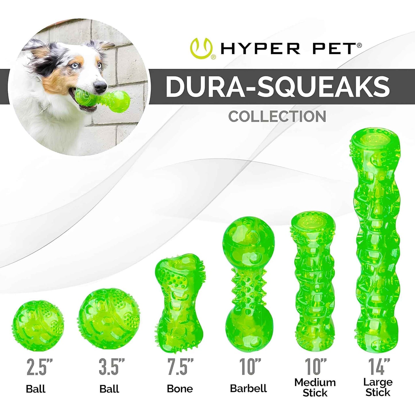 Hyper Pet DuraSqueak Floating Dog Balls – Interactive Squeaky Fetch Toy for Small & Medium Dogs, Durable Rubber Chew Ball (2-Pack, 2.5")