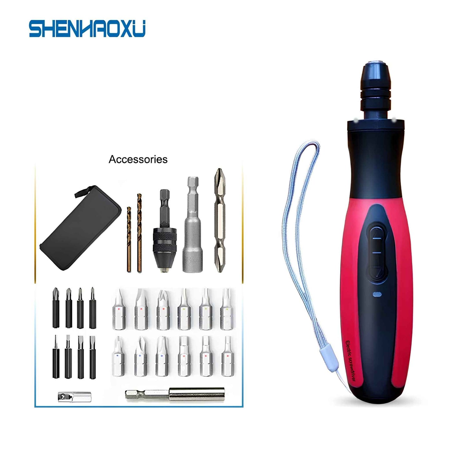 Electric Cordless Screwdriver 3.6V 2000mAh USB-C Rechargeable Power Tool Set with LED Light & Quick-Release Chuck