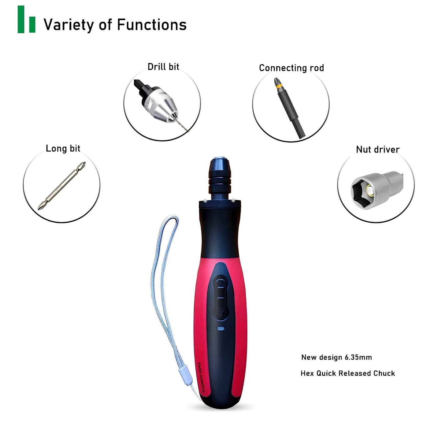 Electric Cordless Screwdriver 3.6V 2000mAh USB-C Rechargeable Power Tool Set with LED Light & Quick-Release Chuck