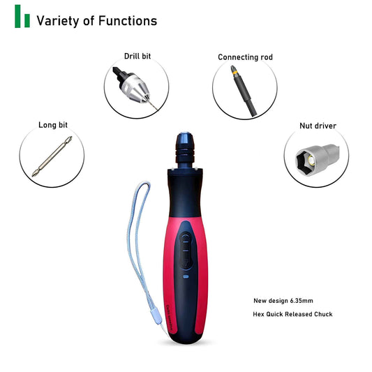 Electric Cordless Screwdriver 3.6V 2000mAh USB-C Rechargeable Power Tool Set with LED Light & Quick-Release Chuck