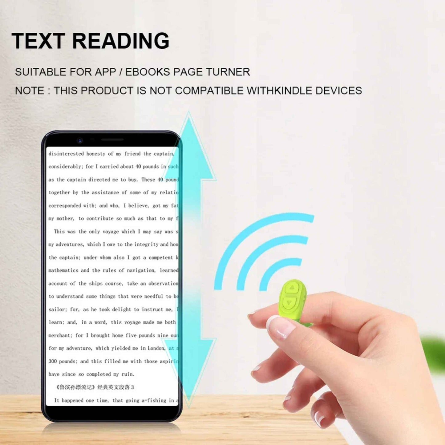TikTok Scrolling Ring Bluetooth Remote – Camera Shutter & Page Turner for iPhone & Android