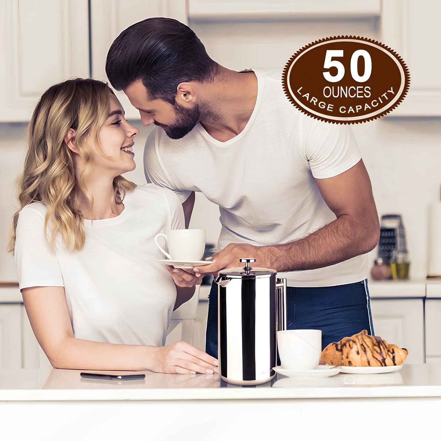 Stainless Steel French Press Coffee Maker | Double Wall Insulated (12oz–1.5L)