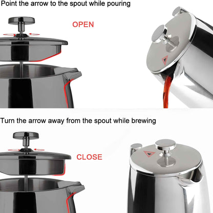 Stainless Steel French Press Coffee Maker | Double Wall Insulated (12oz–1.5L)