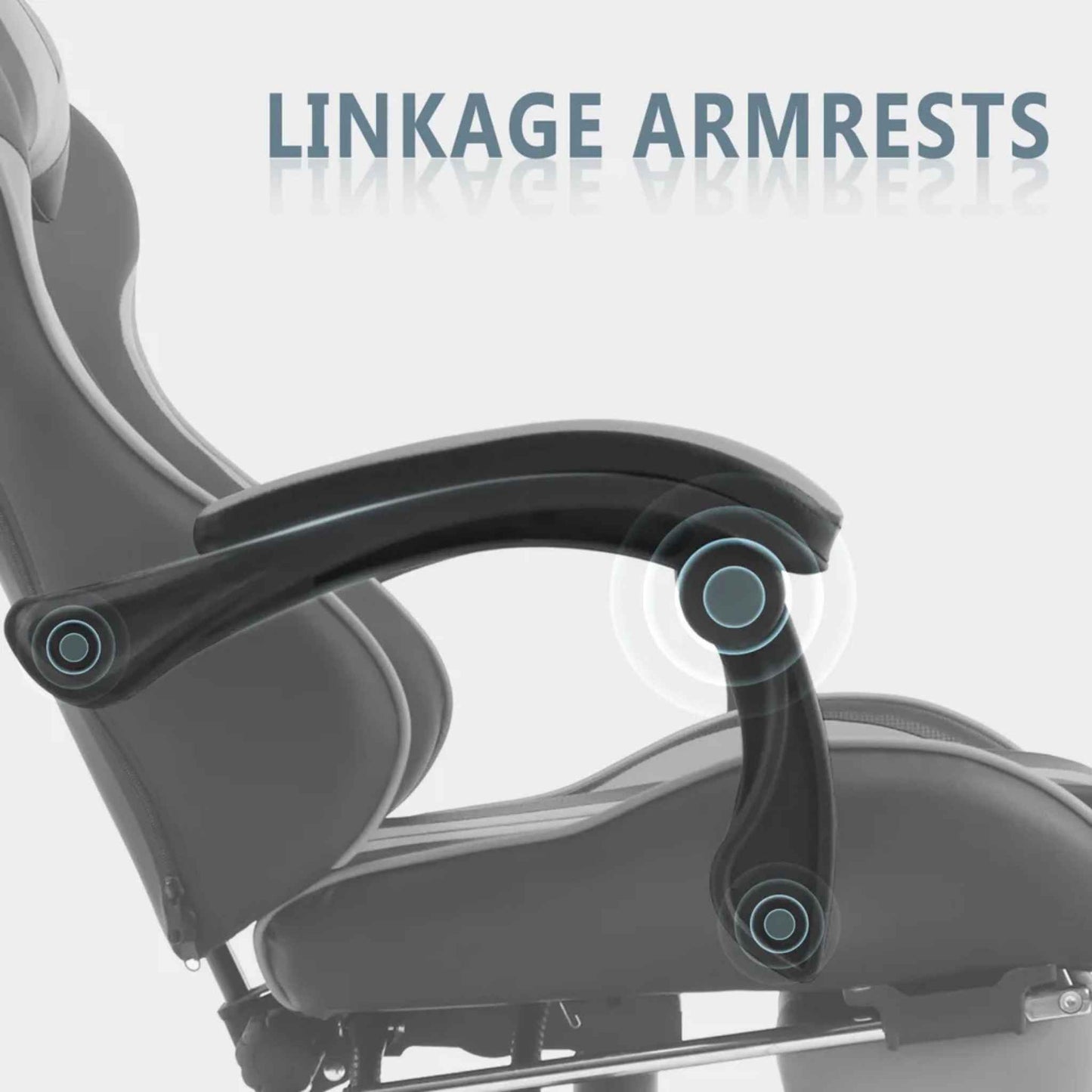 SOONTRANS Gaming Chair with Massage Lumbar Support, Footrest & Reclining Backrest – Grey Ergonomic Office Chair