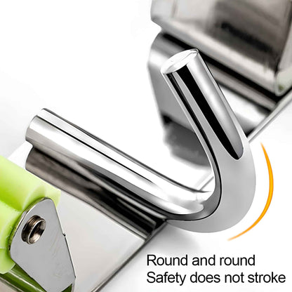 GripLock™ Stainless Steel Mop & Broom Holder – Wall Mount Space-Saving Organizer for Kitchen & Bathroom