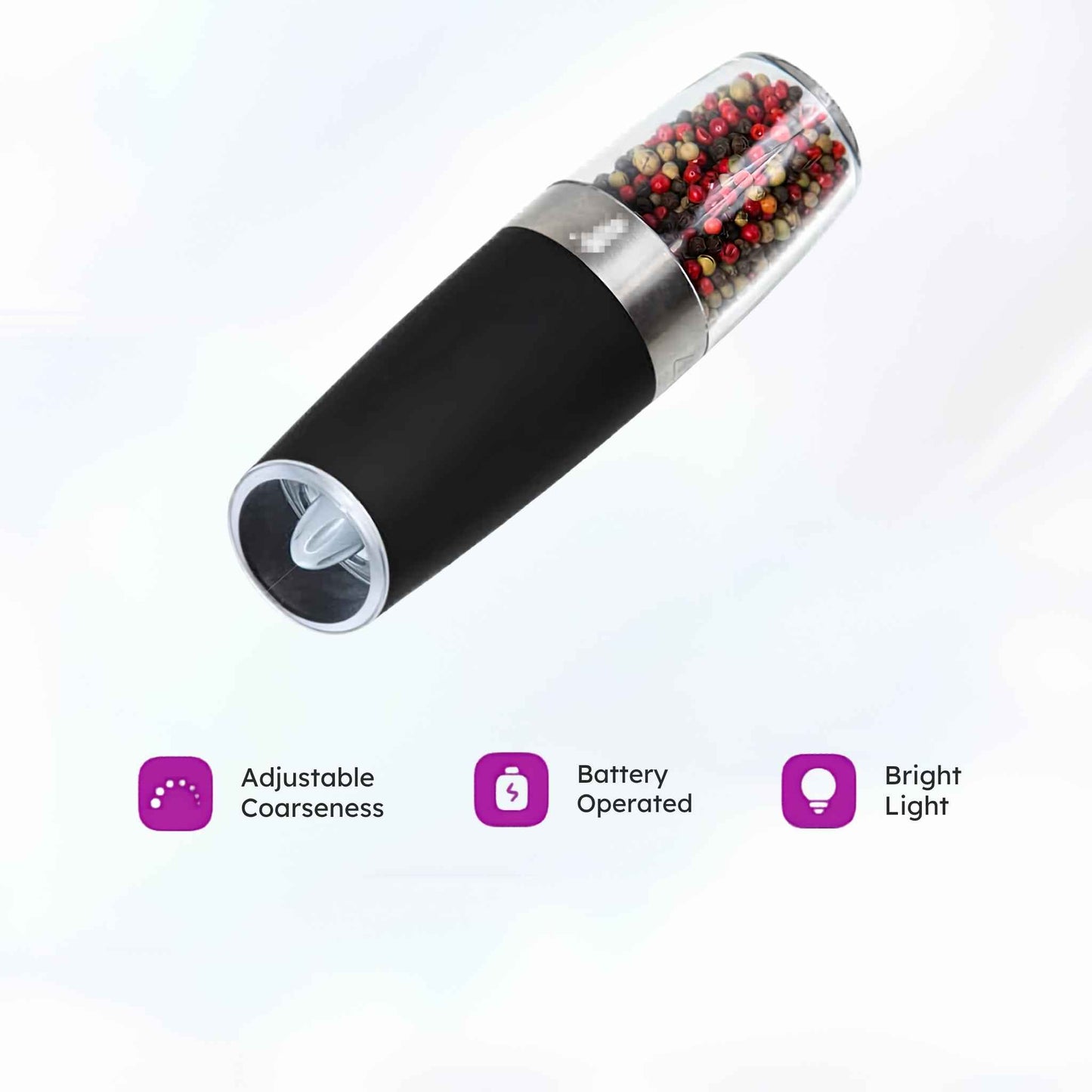 Gravity Electric Salt and Pepper Grinder Set – Automatic Battery Powered One-Handed Spice Mill with Adjustable Coarseness & LED Light | Kitchen Gift Set