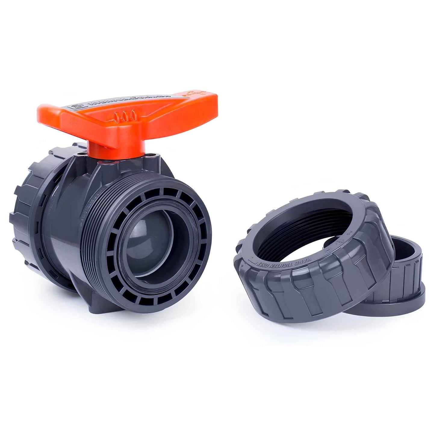 Kaplan 3" PVC True Union Ball Valve – Full Port, EPDM O-Rings, PTFE Seats, 200 PSI, ASTM F1970, Socket Type (Gray)