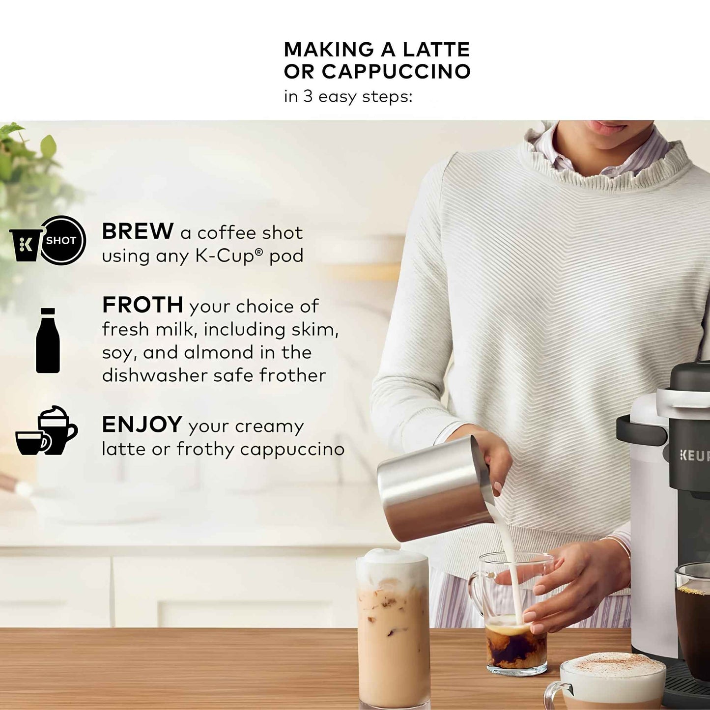 Keurig K-Cafe Single Serve Coffee Maker for K-Cup Pods | Latte & Cappuccino Machine – Dark Charcoal