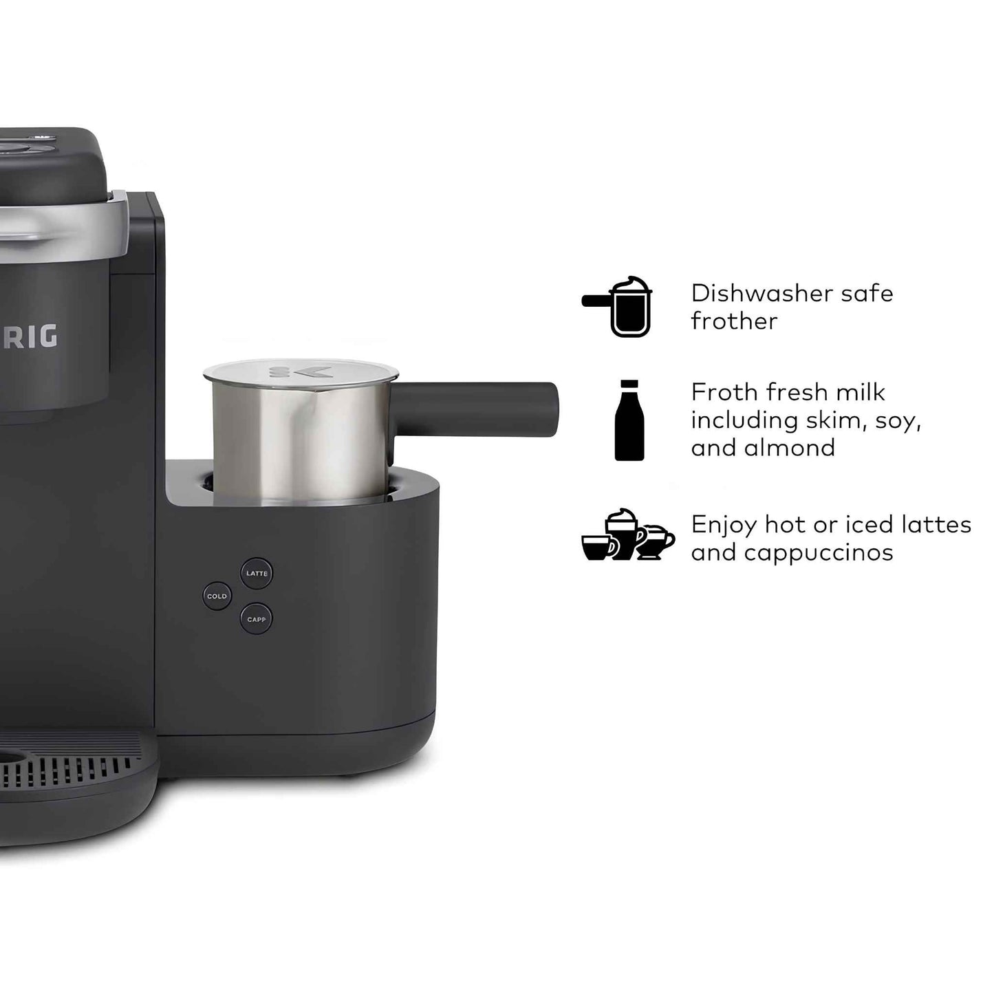 Keurig K-Cafe Single Serve Coffee Maker for K-Cup Pods | Latte & Cappuccino Machine – Dark Charcoal
