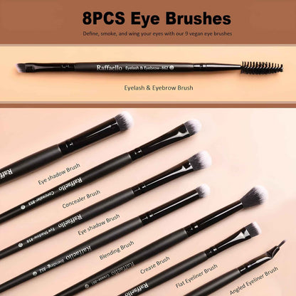 15-Piece Makeup Brush Set – Professional Vegan Makeup Brushes for Foundation, Blush & Eyeshadow
