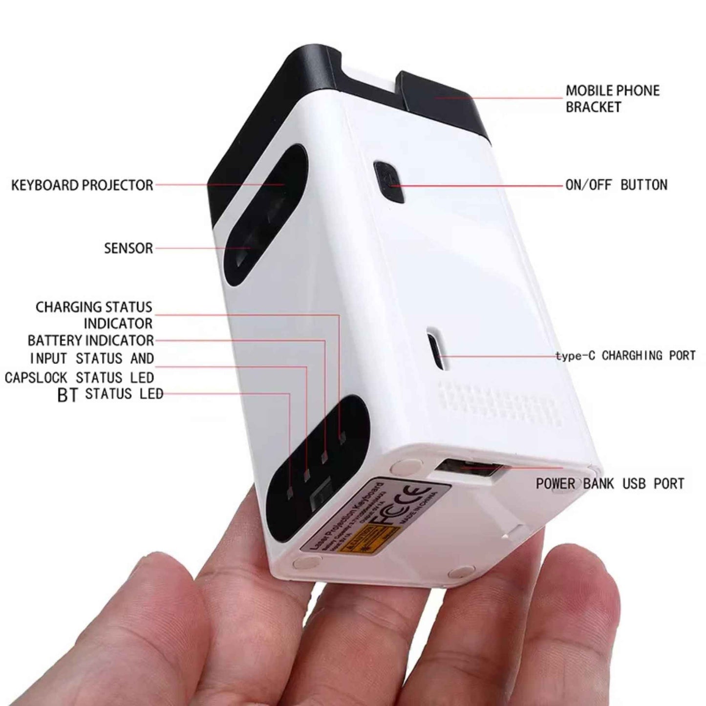Mini Wireless Laser Projection Keyboard – Bluetooth Virtual Keyboard & Touchpad for iPhone, Android, Tablet & Laptop