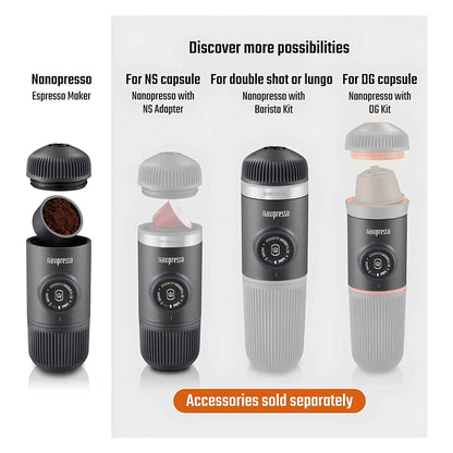 Nanopresso Portable Espresso Maker with Protective Case – Manual Travel Coffee Machine for Camping & Office (Moss Green)