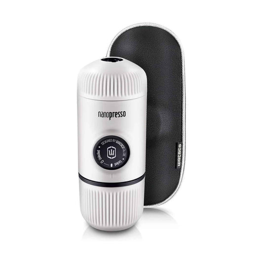Nanopresso Portable Espresso Maker with Protective Case – Manual Travel Coffee Machine for Camping & Office (Chill White)