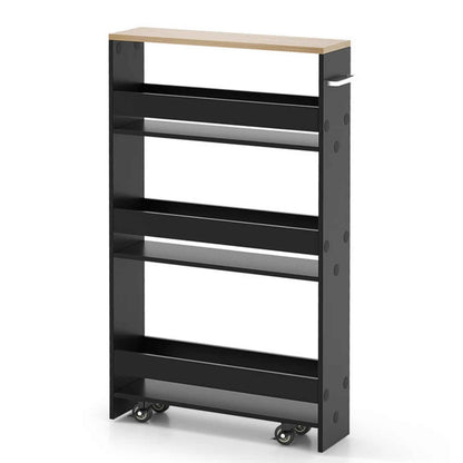 Narrow Rolling Storage Cart – 4-Tier Slim Mobile Utility Organizer with Lockable Wheels