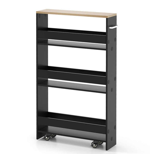 Narrow Rolling Storage Cart – 4-Tier Slim Mobile Utility Organizer with Lockable Wheels