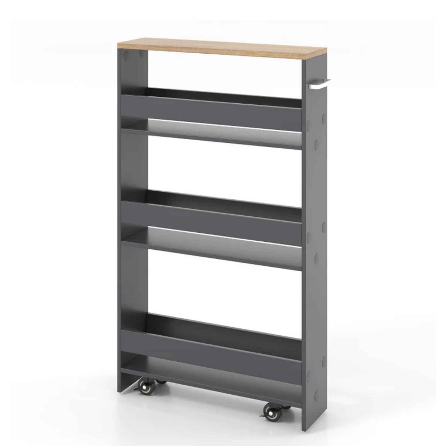 Narrow Rolling Storage Cart – 4-Tier Slim Mobile Utility Organizer with Lockable Wheels