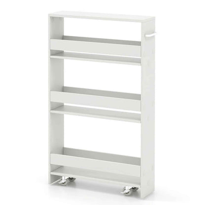 Narrow Rolling Storage Cart – 4-Tier Slim Mobile Utility Organizer with Lockable Wheels