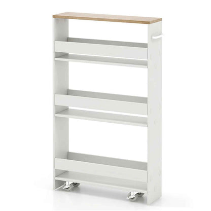 Narrow Rolling Storage Cart – 4-Tier Slim Mobile Utility Organizer with Lockable Wheels