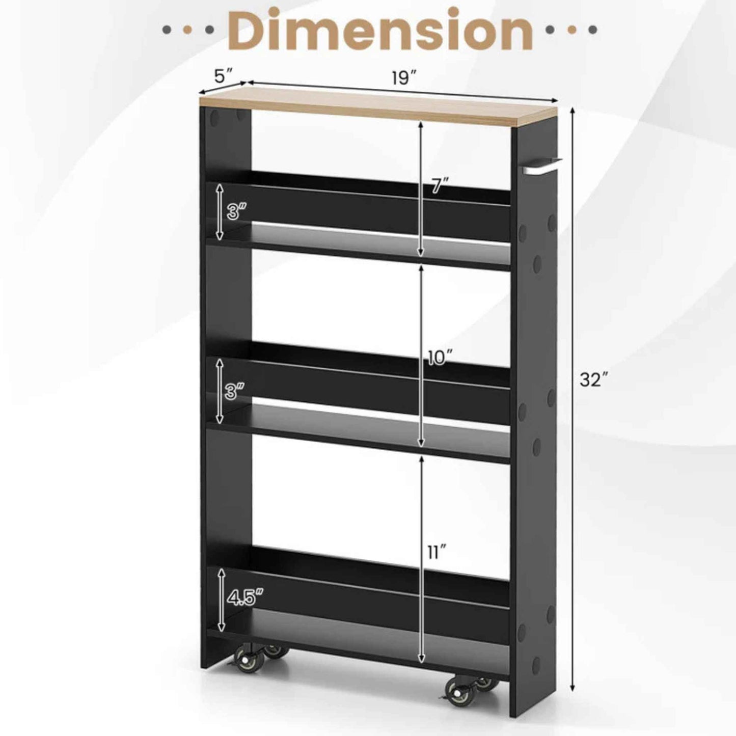 Narrow Rolling Storage Cart – 4-Tier Slim Mobile Utility Organizer with Lockable Wheels