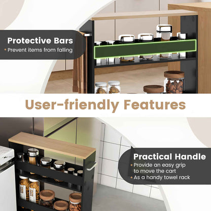 Narrow Rolling Storage Cart – 4-Tier Slim Mobile Utility Organizer with Lockable Wheels