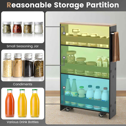 Narrow Rolling Storage Cart – 4-Tier Slim Mobile Utility Organizer with Lockable Wheels